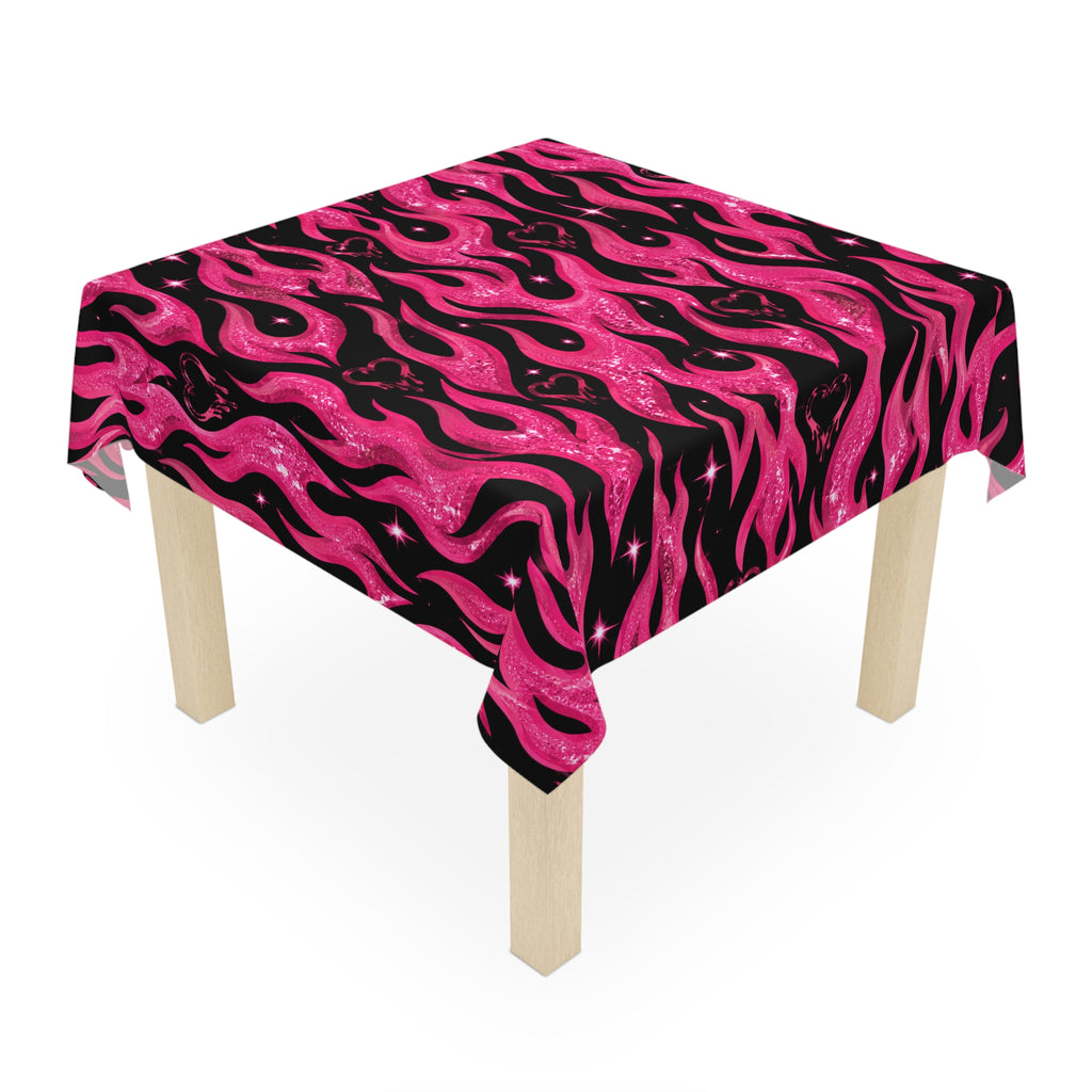 Y2K Hot Flames Tablecloth Black/Pink