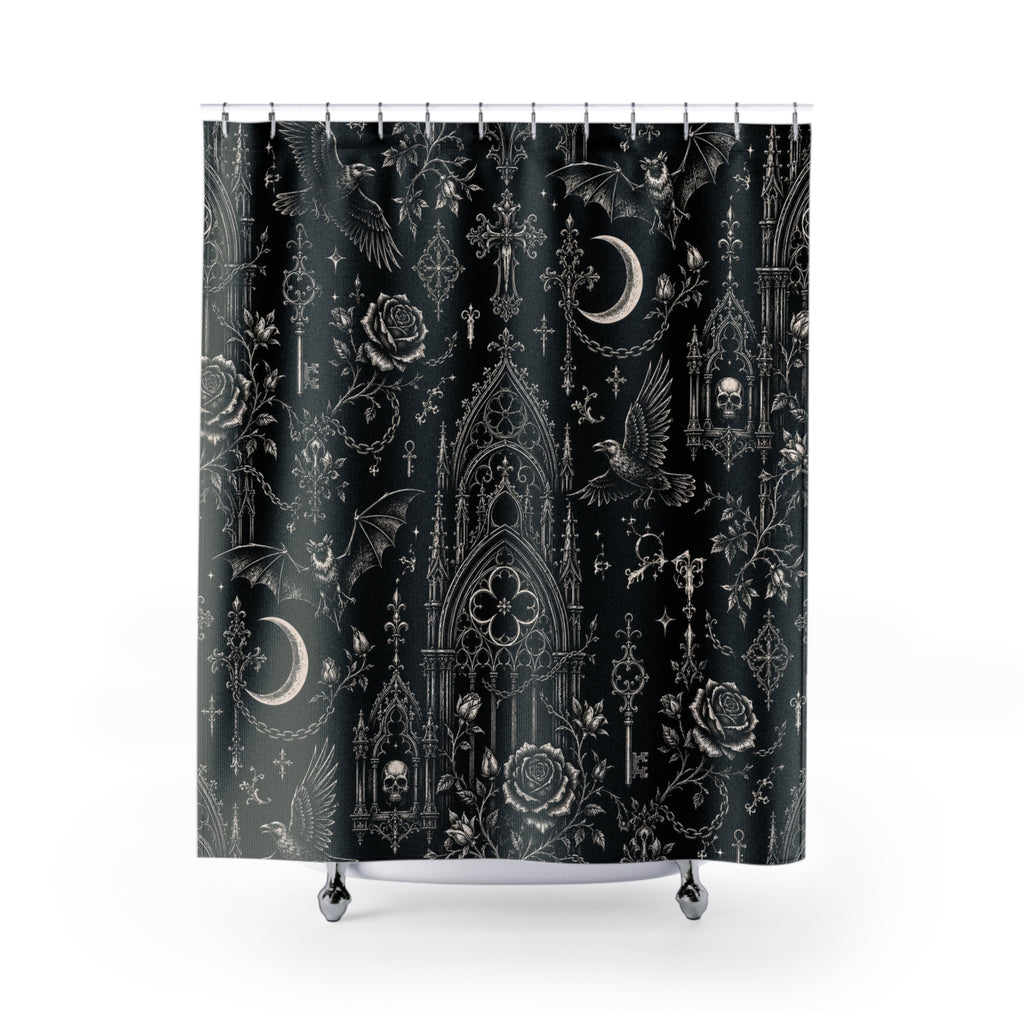 Gothic Revival Shower Curtain Black