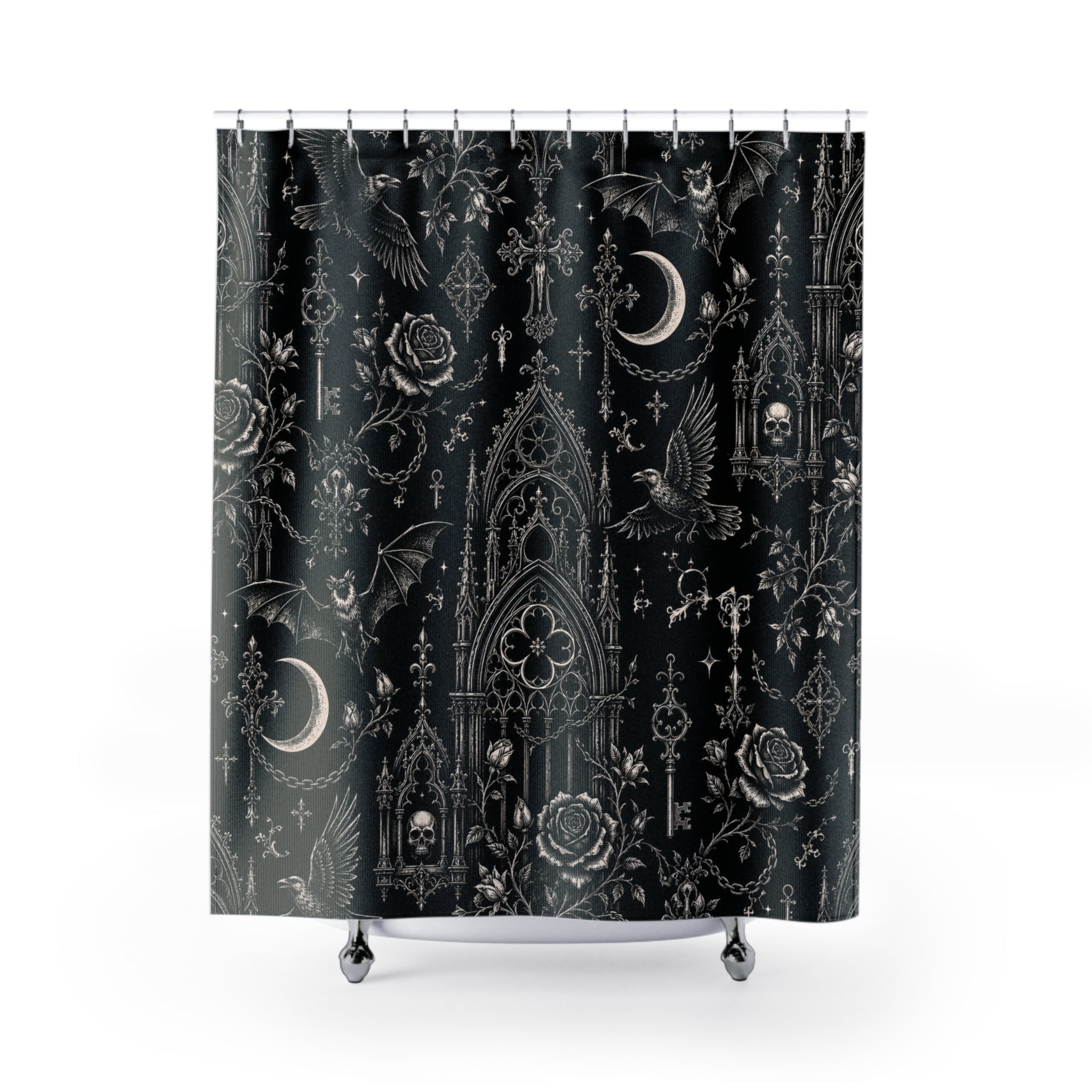 Gothic Revival Shower Curtain Black
