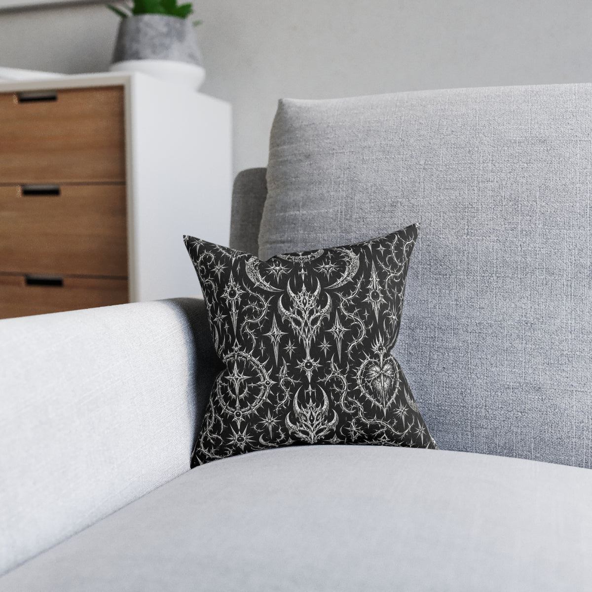 Metal Goth Square Pillow Black