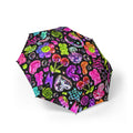 Foldable Umbrella — Neon Candy Pattern Semi-Automatic Compact Umbrella