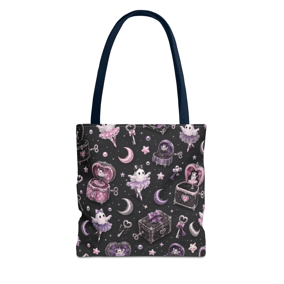 Mystical Kawaii Tote Bag – Cute Ghosts, Moon & Treasures