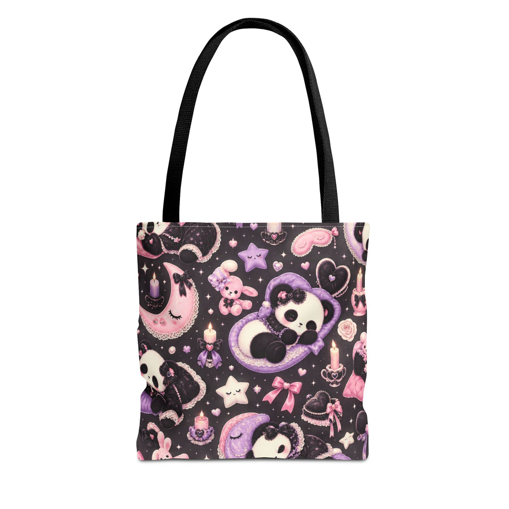 Kawaii Gothic Panda Moon Tote Bag – Cute Pastel Goth All-Over Print