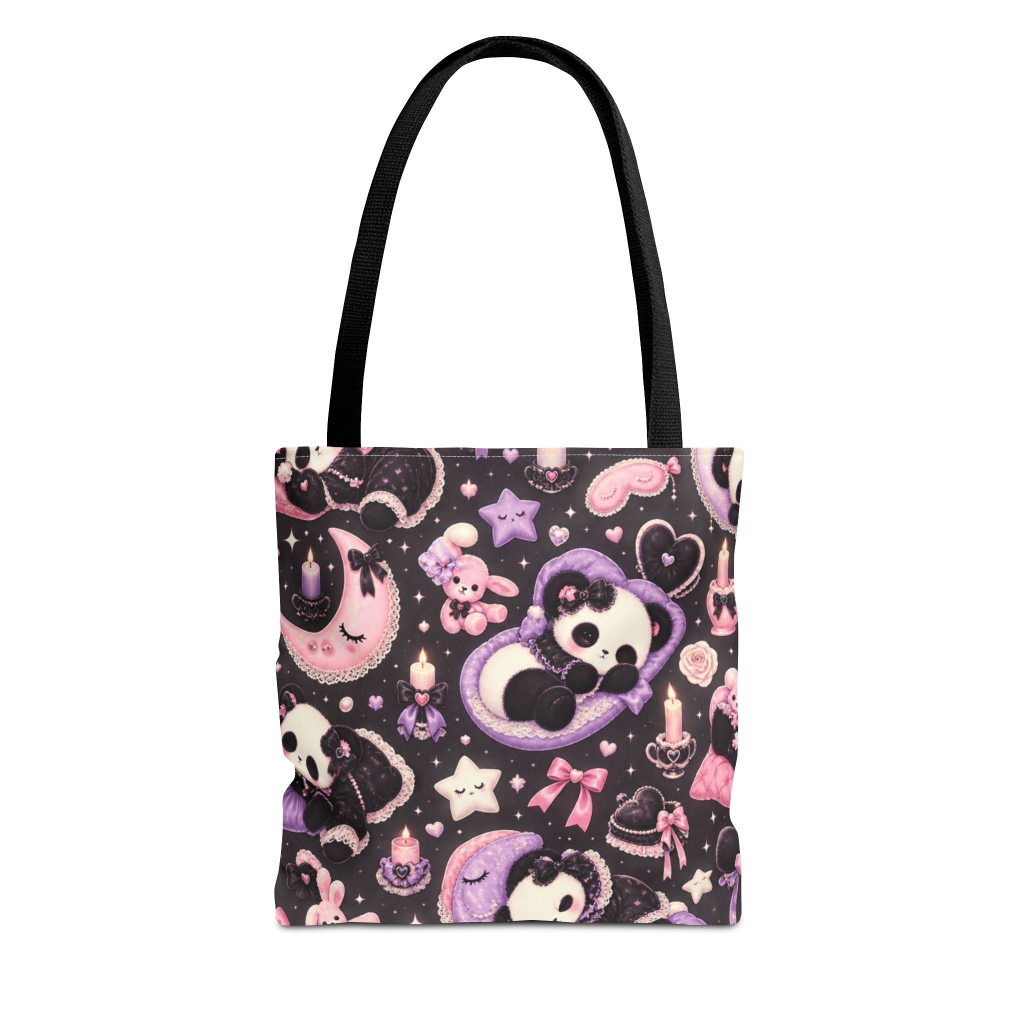Kawaii Gothic Panda Moon Tote Bag – Cute Pastel Goth All-Over Print