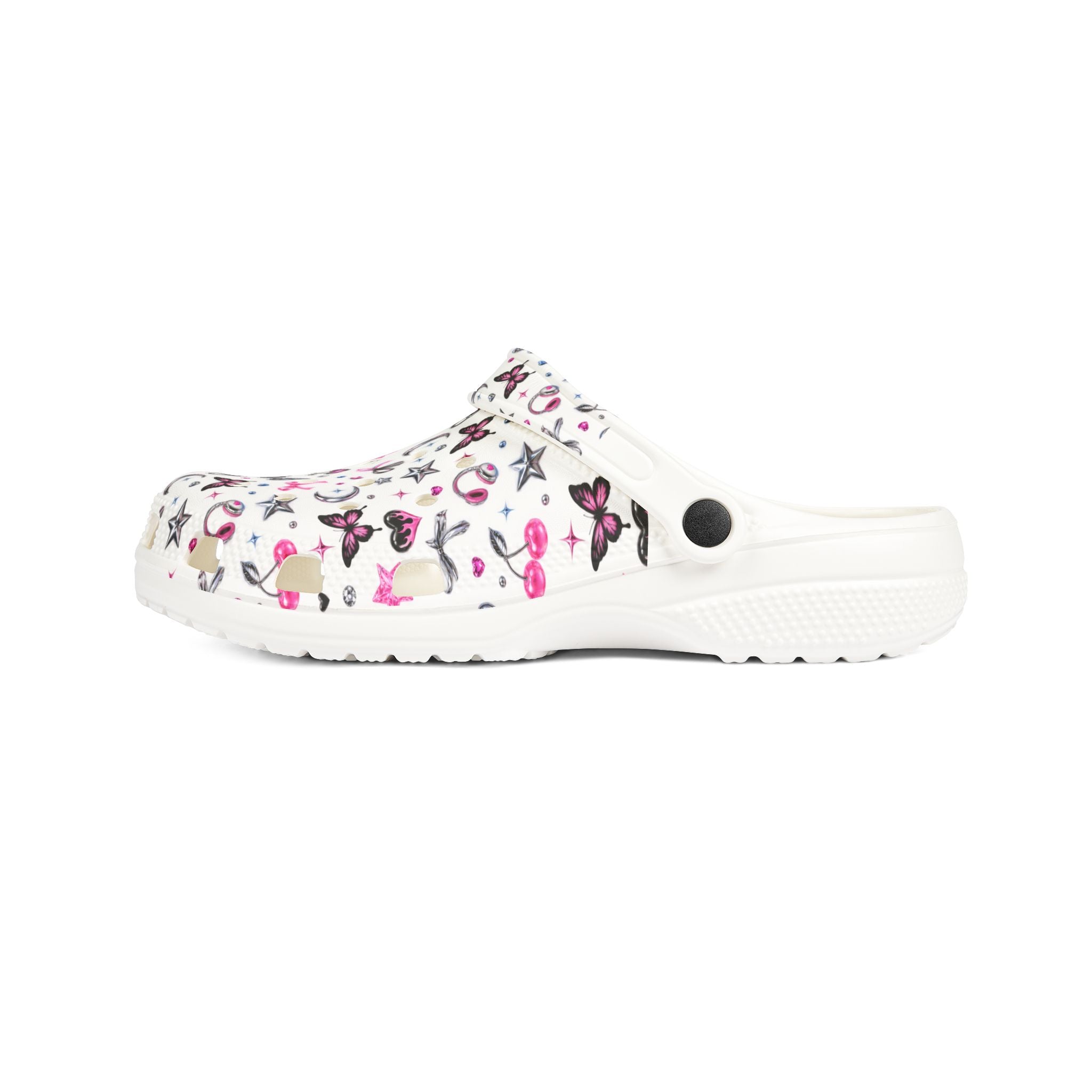 Girls' EVA Foam Clogs — Pink Butterflies & Stars Pattern