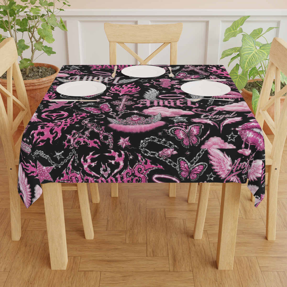 Y2K Bad Angel Tablecloth Black/Pink