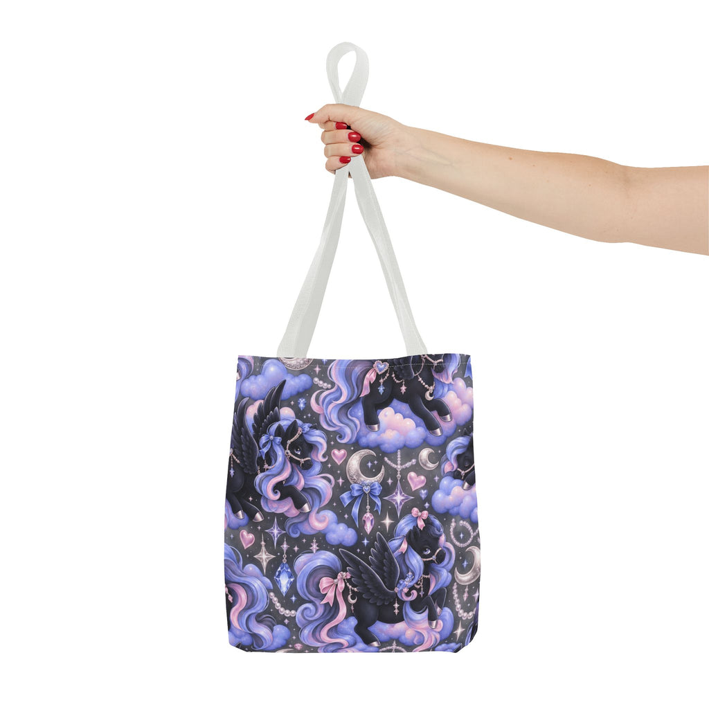 Galaxy Pegasus Tote Bag — Cute Purple Pastel Magical Unicorn Night Sky Pattern