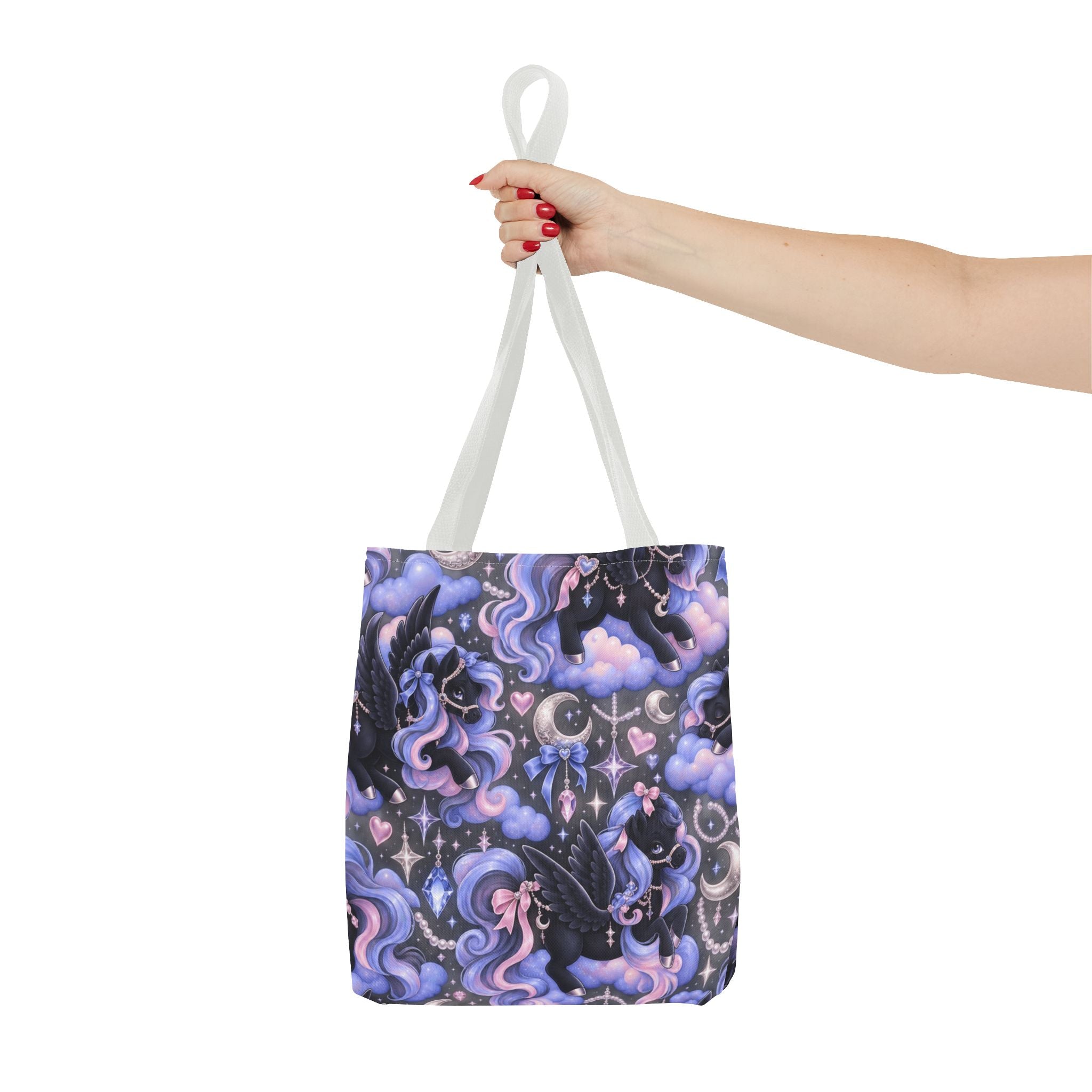 Galaxy Pegasus Tote Bag — Cute Purple Pastel Magical Unicorn Night Sky Pattern