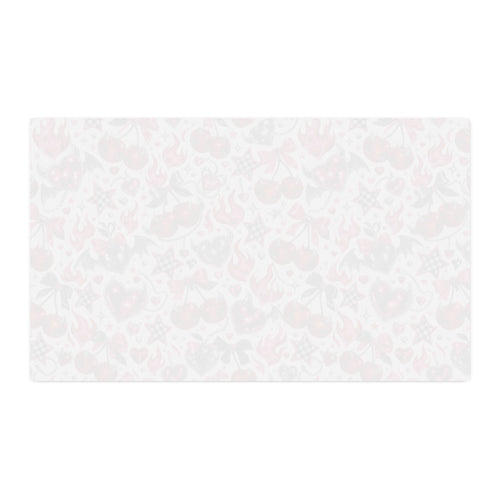 Cherry Hearts Spun Polyester Fabric by the Yard — Retro Tattoo Pattern