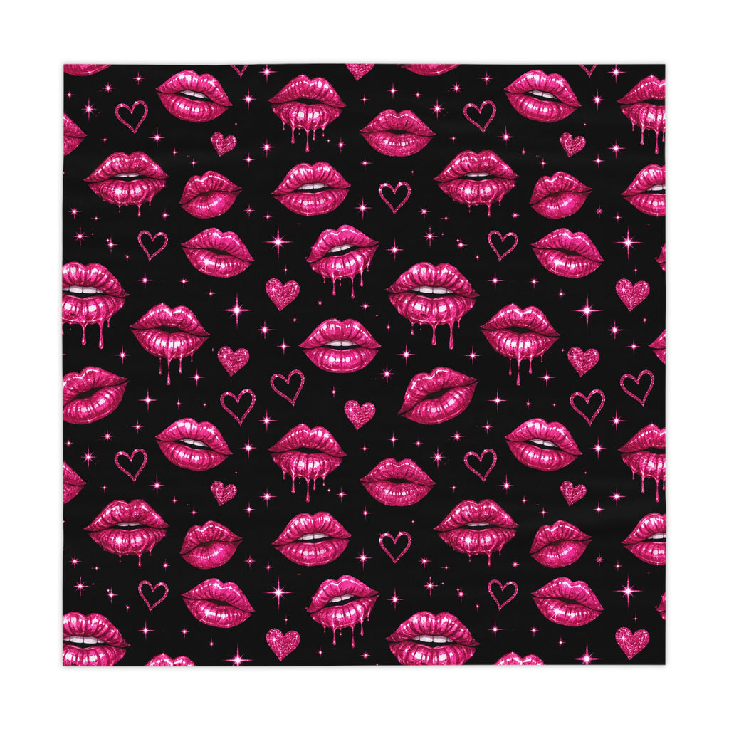 Kiss Kiss Bang Bang Tablecloth Black