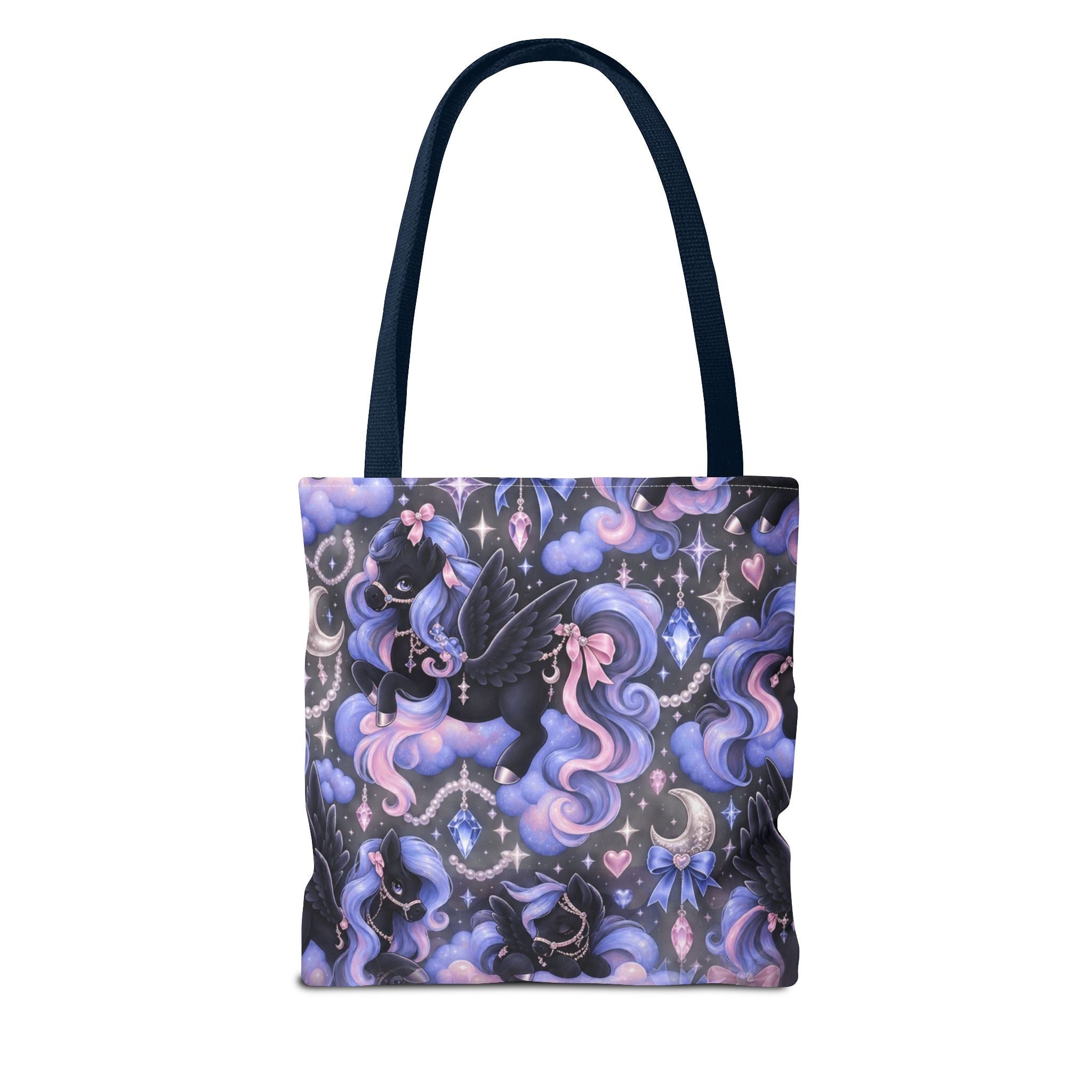 Galaxy Pegasus Tote Bag — Cute Purple Pastel Magical Unicorn Night Sky Pattern