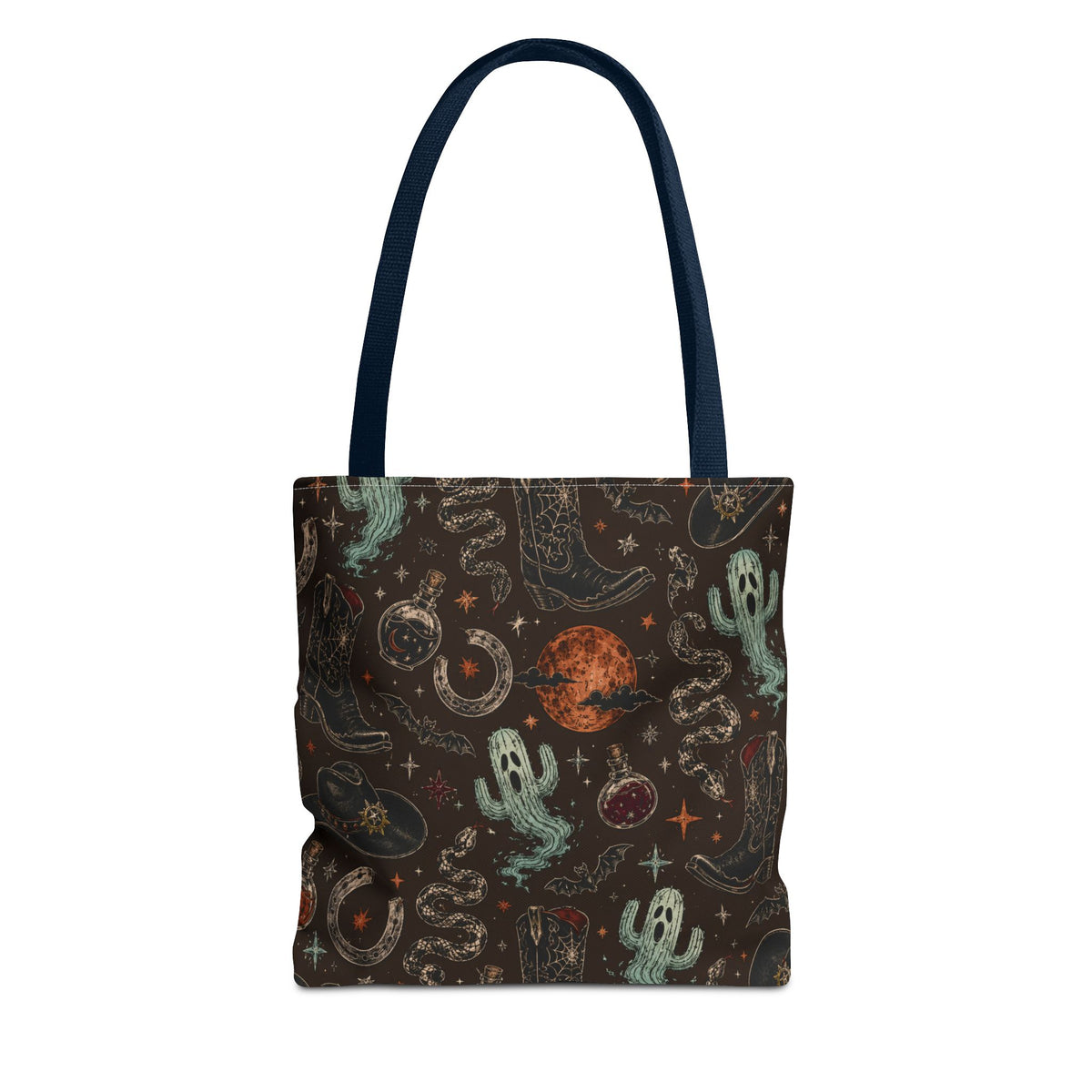 Spooky Desert Cactus Ghost Tote Bag Brown