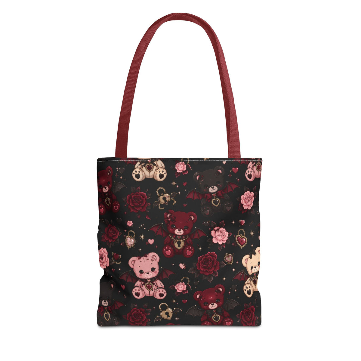 Cute Gothic Bat Bears Tote Bag Black