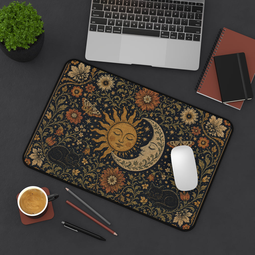 Celestial Sun & Moon Floral Desk Mat