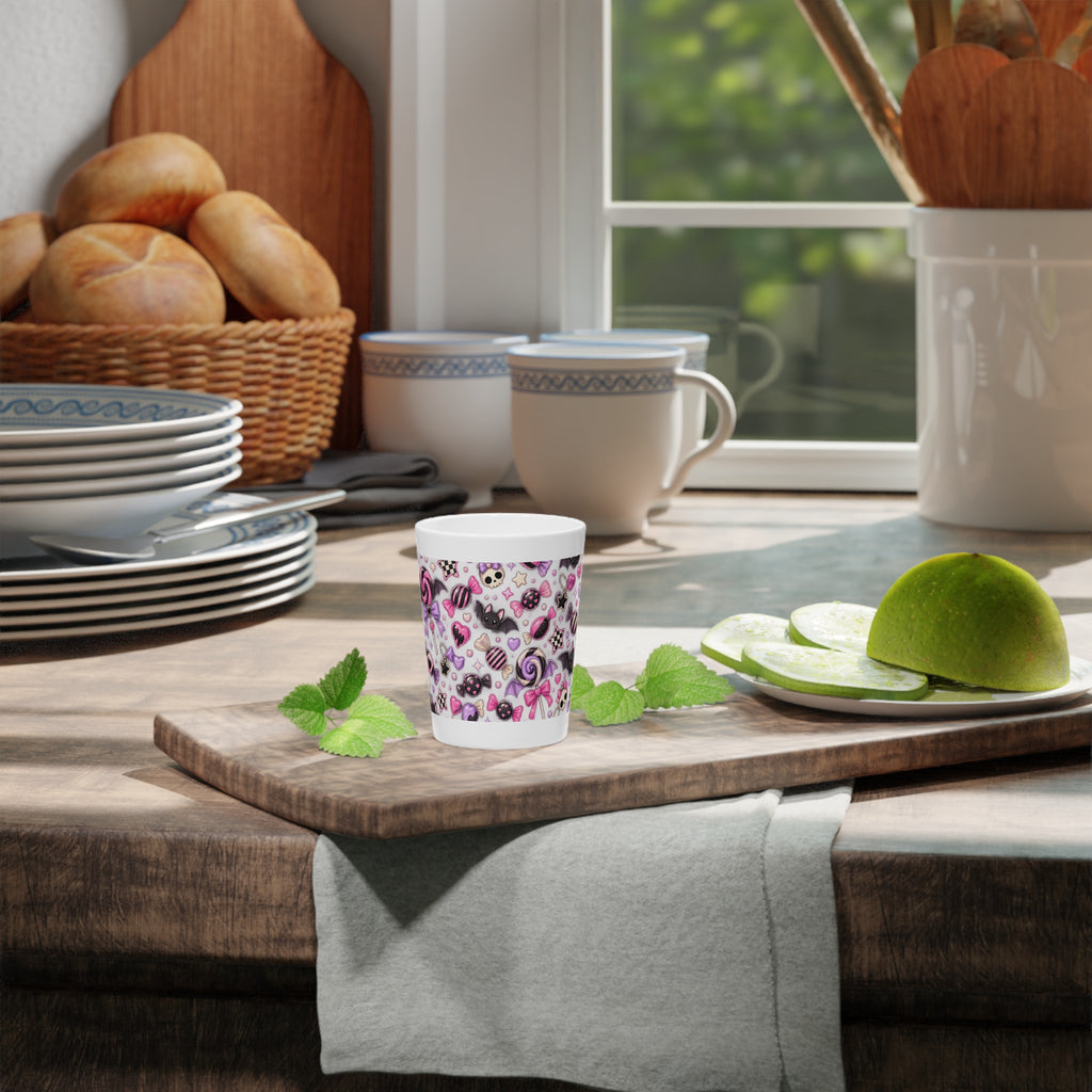 Kawaii Gothic Candy Shot Glass — Pink Bat, Skull & Sweets Design
