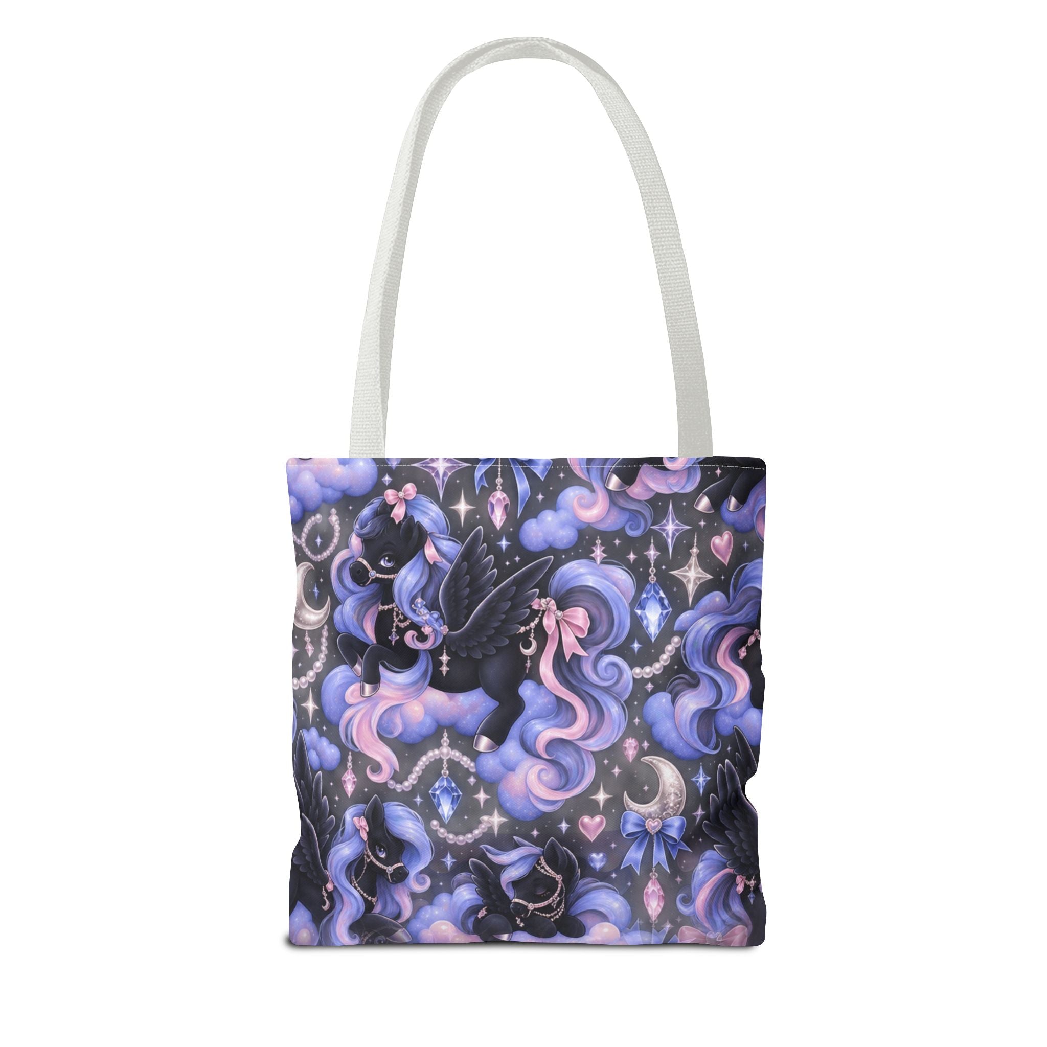 Galaxy Pegasus Tote Bag — Cute Purple Pastel Magical Unicorn Night Sky Pattern