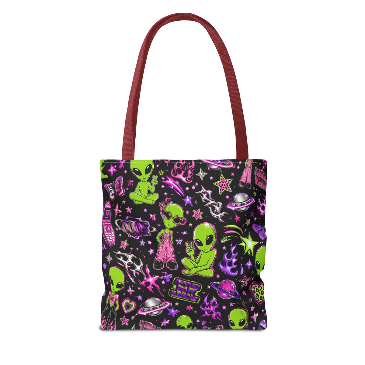 Y2K Alien Crush Tote Bag Black