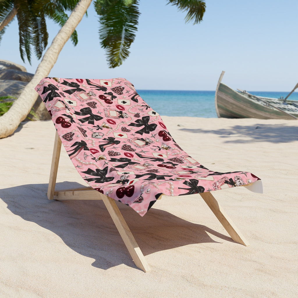 Vegas Doll Beach Towel Pink