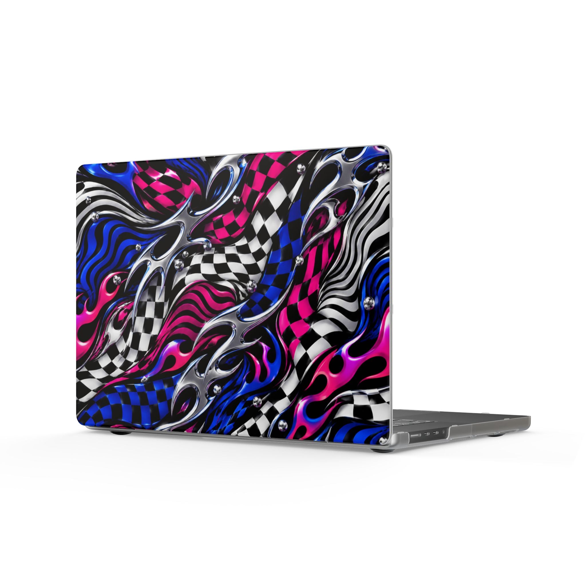 Y2K Psychedelic Checker MacBook Case — Matte Protective Laptop Cover