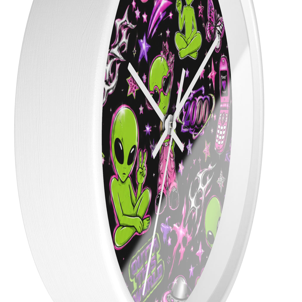 Y2K Alien Crush Wall Clock