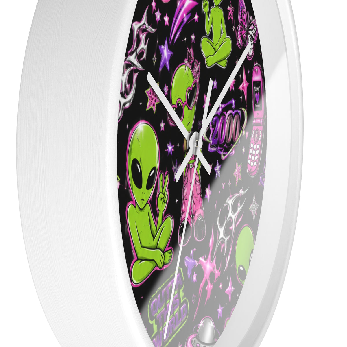 Y2K Alien Crush Wall Clock