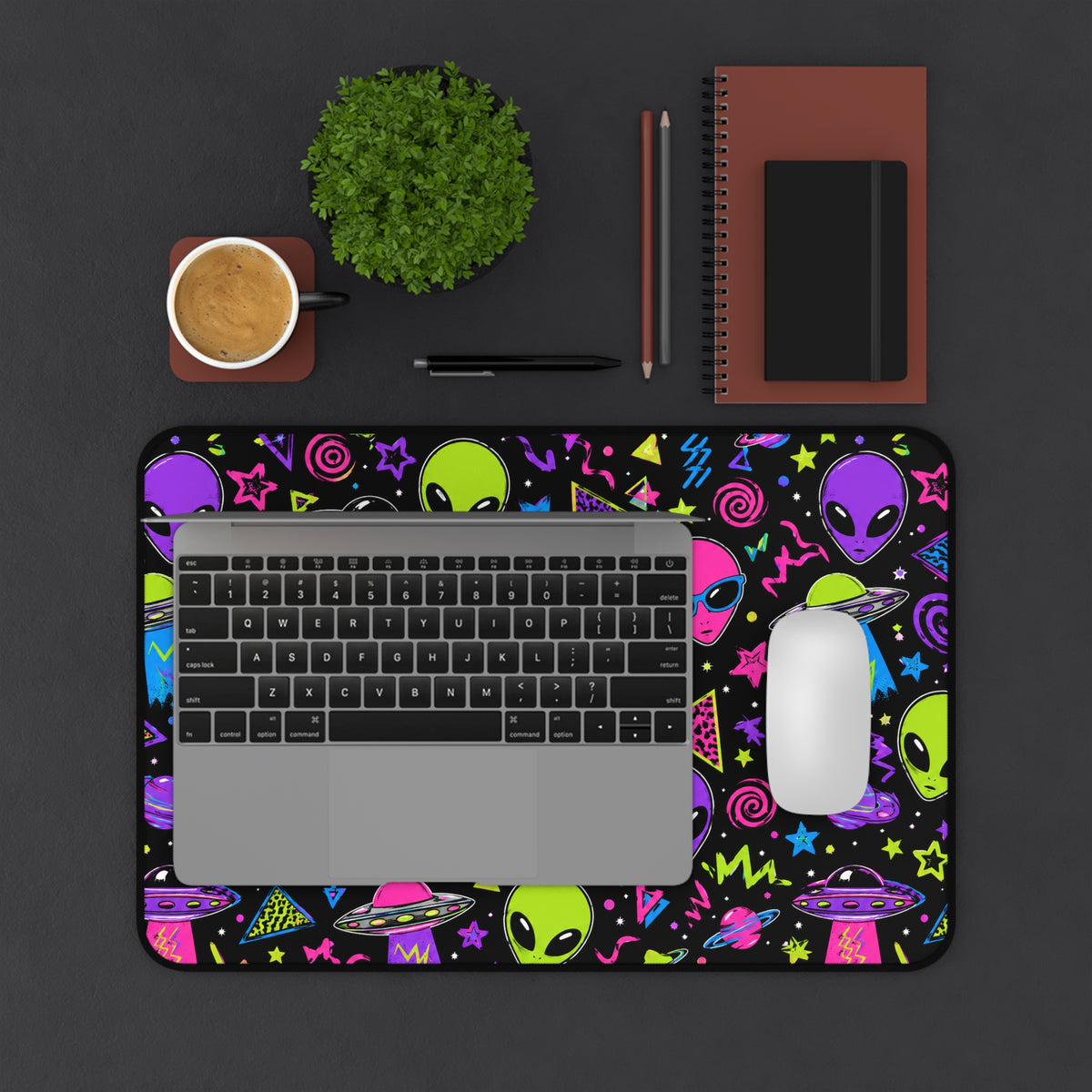 90s Neon Alien Desk Mat