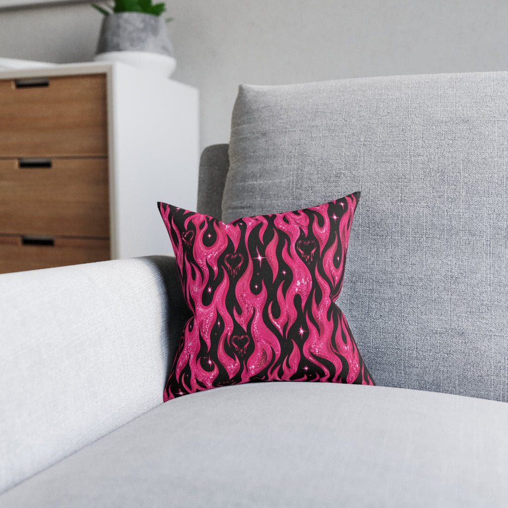 Hot Pink Flames Square Pillow