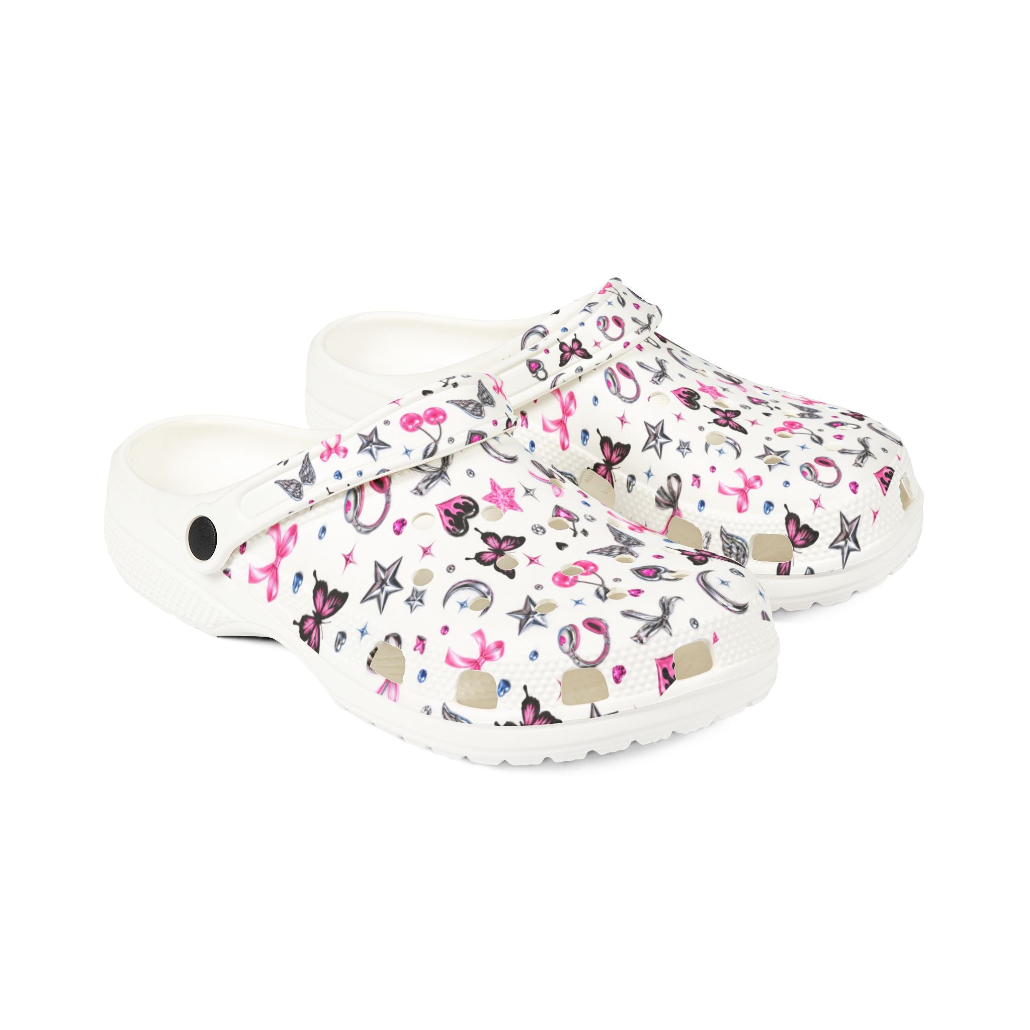 Girls' EVA Foam Clogs — Pink Butterflies & Stars Pattern