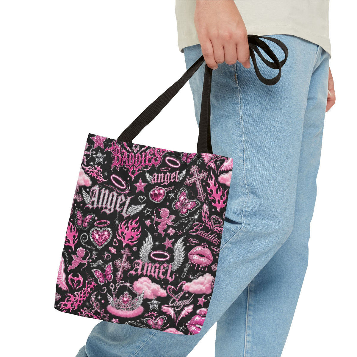 Y2K Angel Baddie Tote Bag Black
