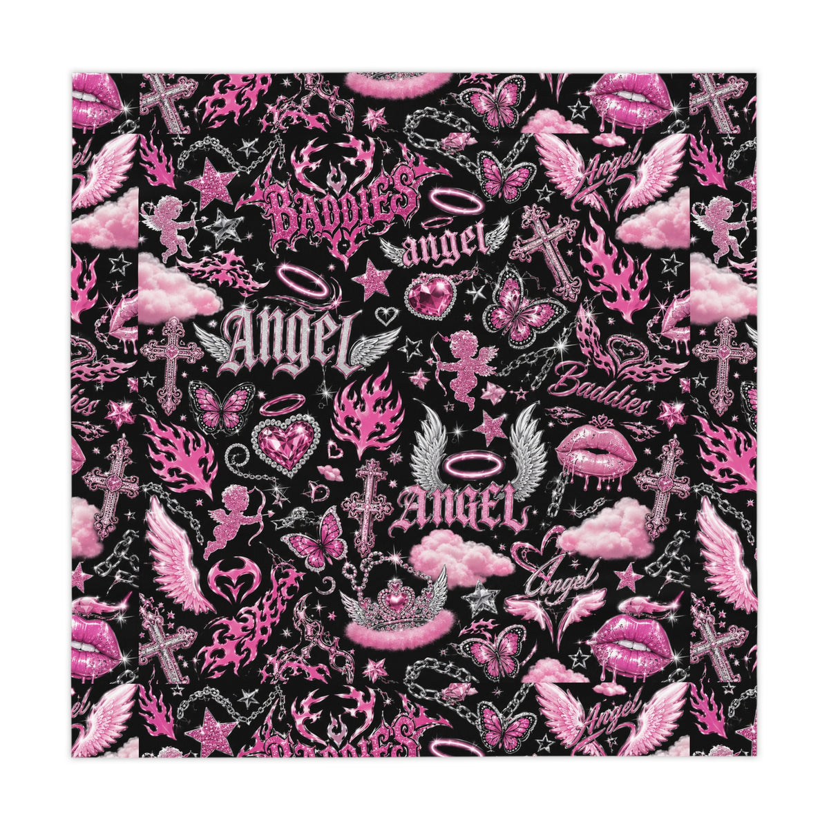 Y2K Bad Angel Tablecloth Black/Pink