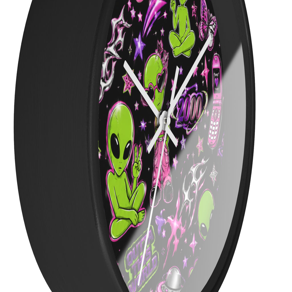 Y2K Alien Crush Wall Clock