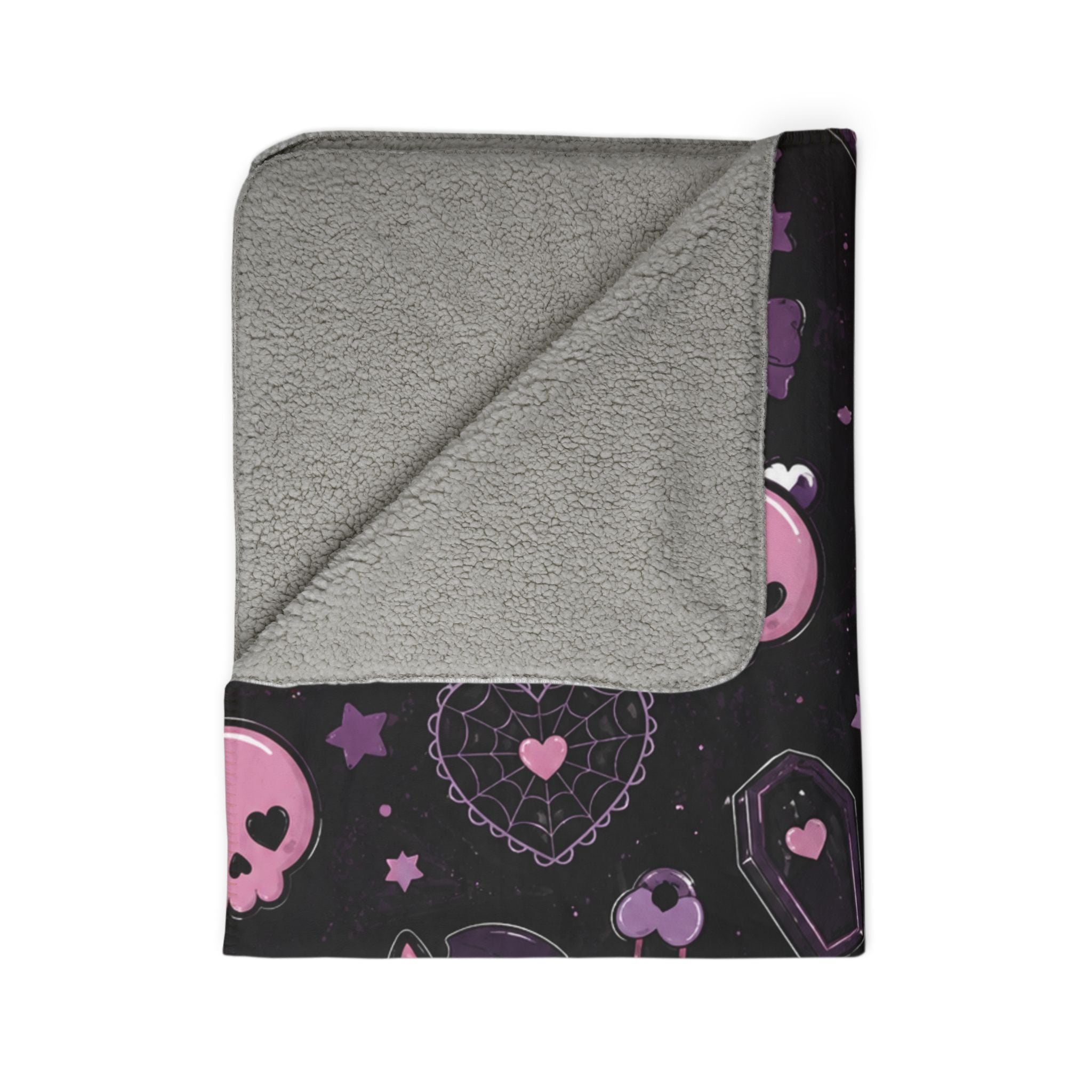 Goth Kitty Fleece Sherpa Blanket