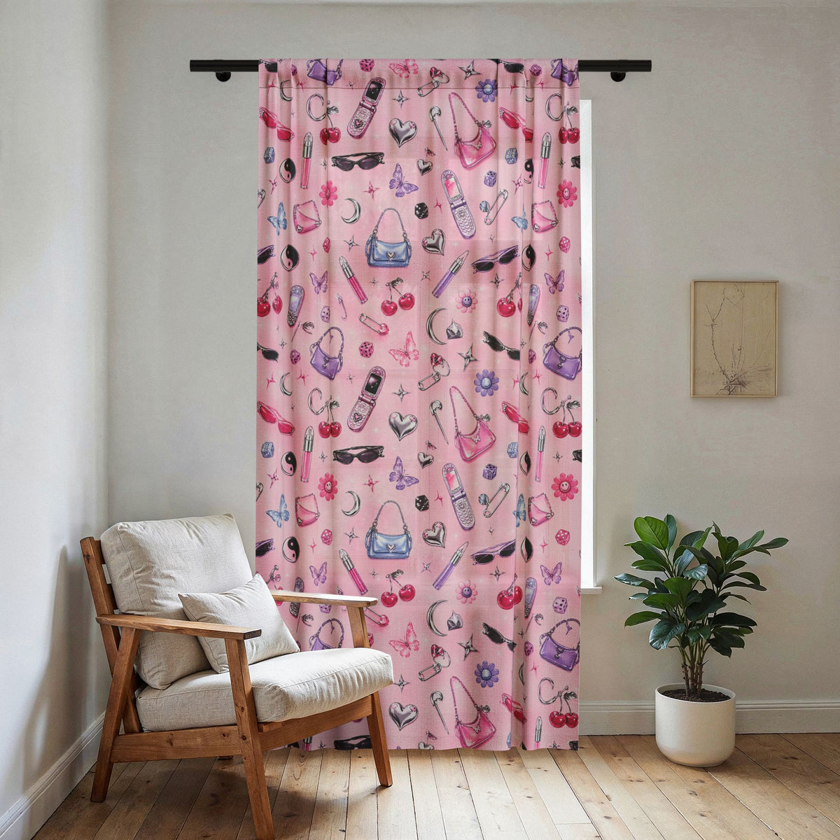 Iconic Girly Sheer Window Curtain Pink
