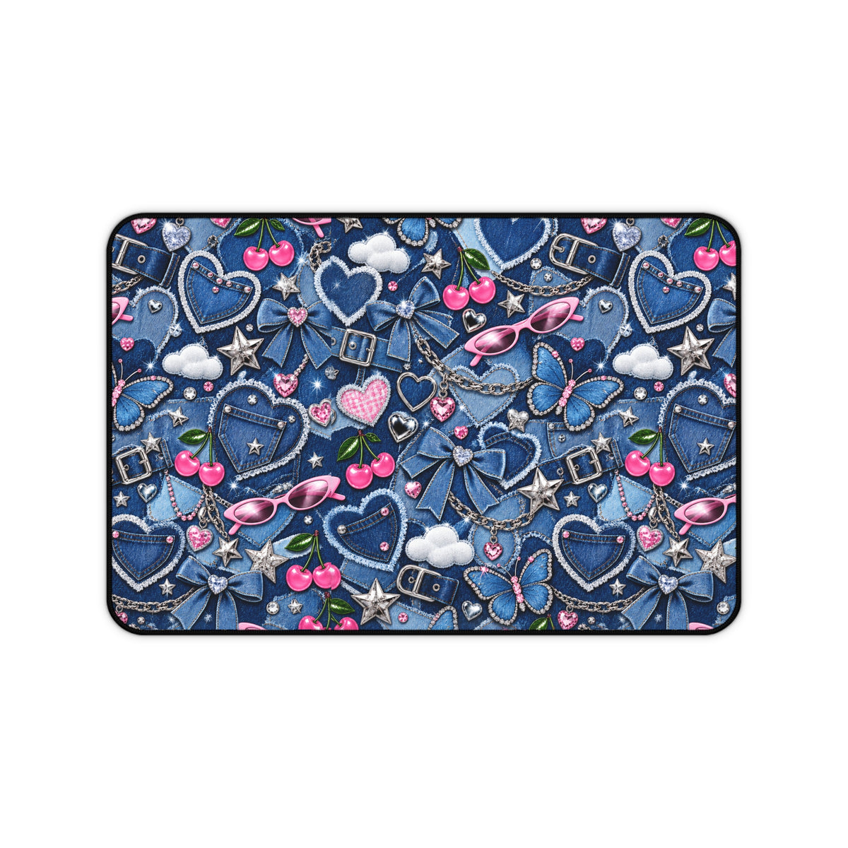 Y2k Denim Love Desk Mat