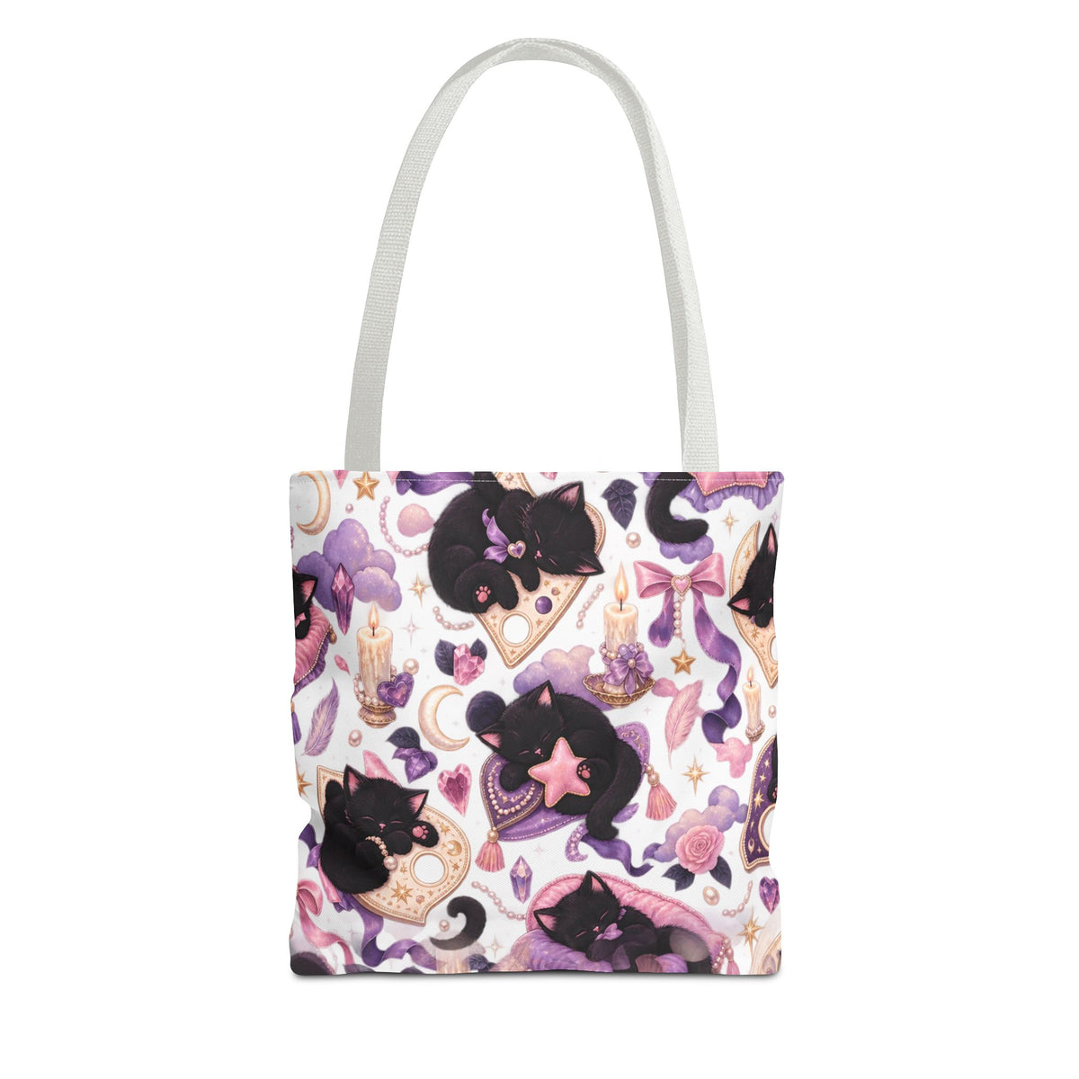 Magical Black Cat Pattern Tote Bag – Cute Moon & Stars