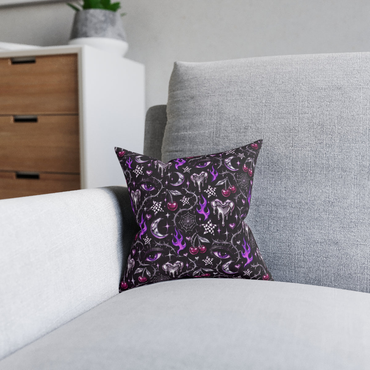 Y2K Magic Spell Square Pillow Black