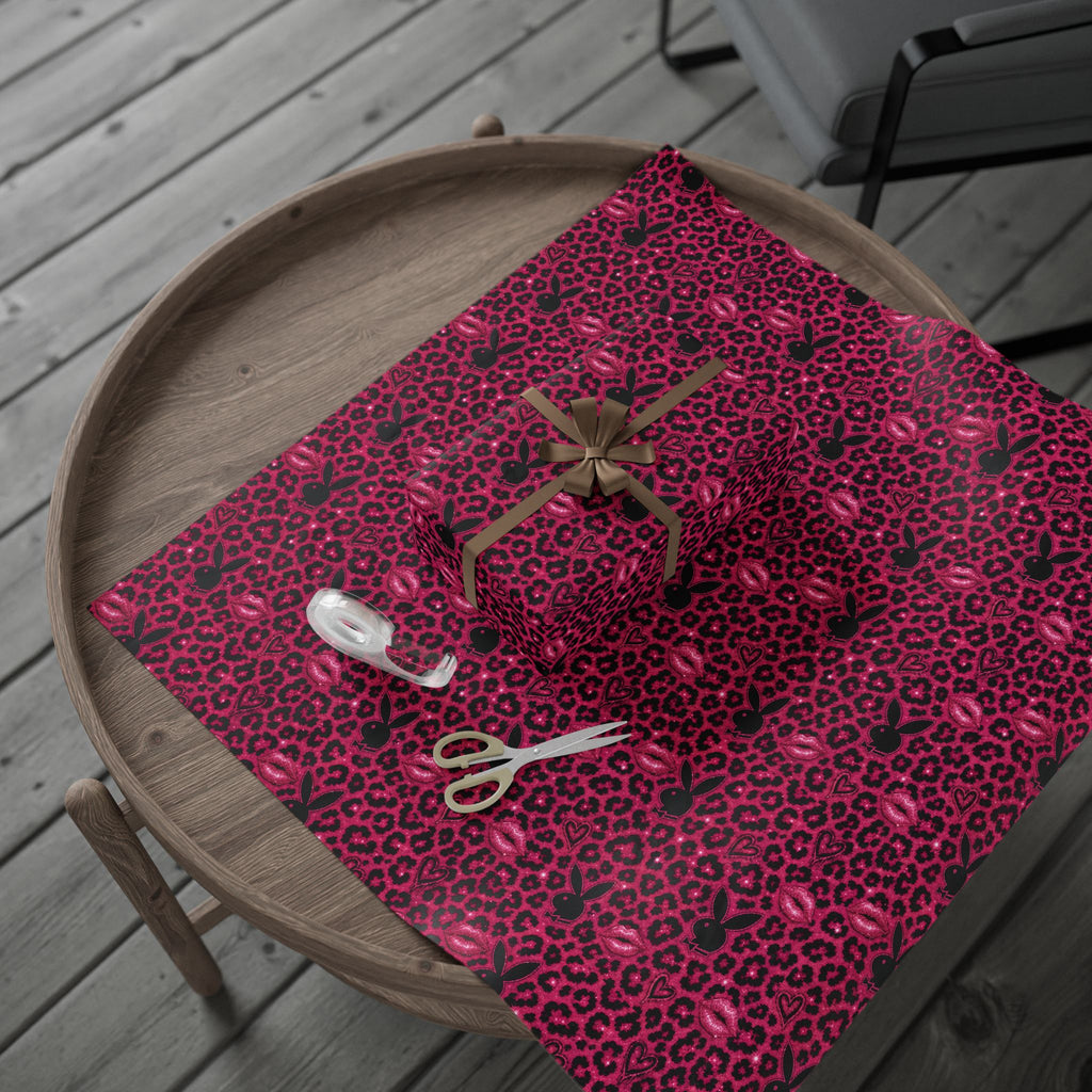 Pink Leopard Hearts Wrapping Paper — Bold Animal Print Gift Wrap