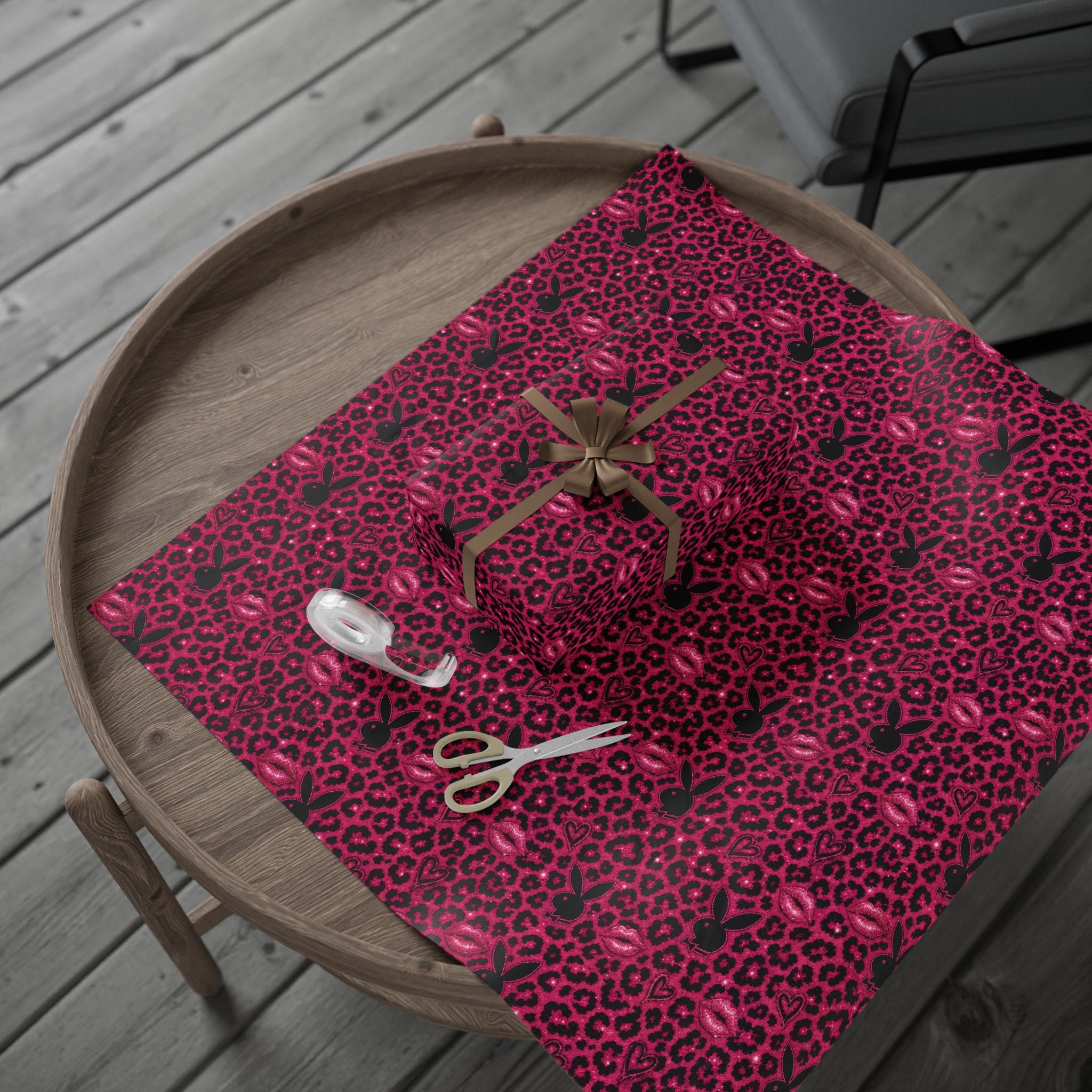 Pink Leopard Hearts Wrapping Paper — Bold Animal Print Gift Wrap