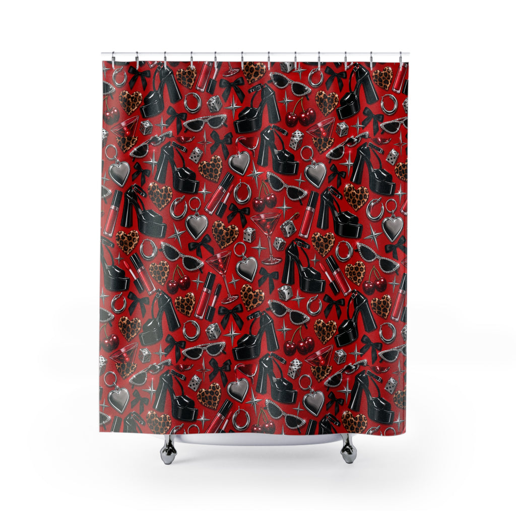 Y2K Iconic Girl Shower Curtain Red