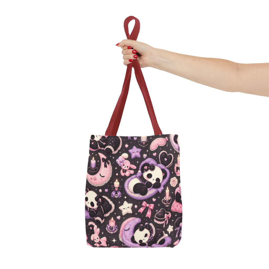 Kawaii Gothic Panda Moon Tote Bag – Cute Pastel Goth All-Over Print