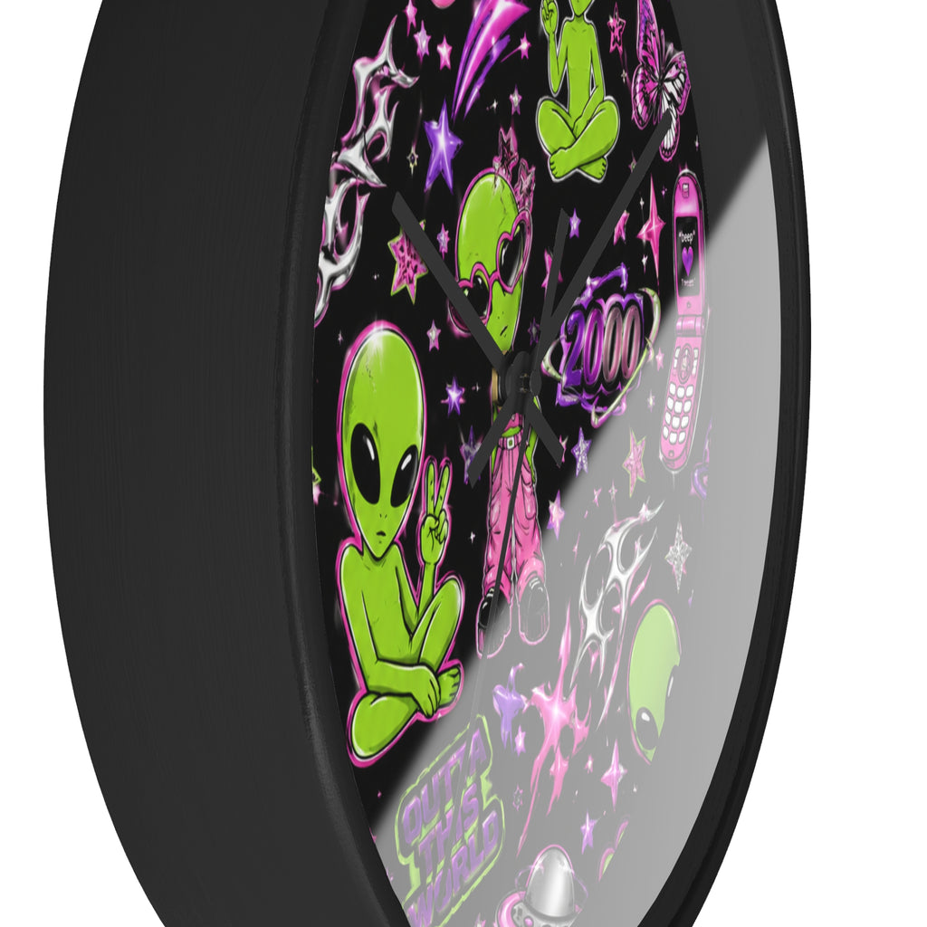 Y2K Alien Crush Wall Clock