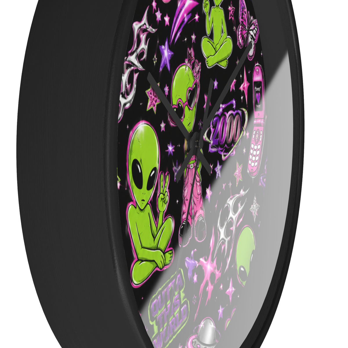 Y2K Alien Crush Wall Clock