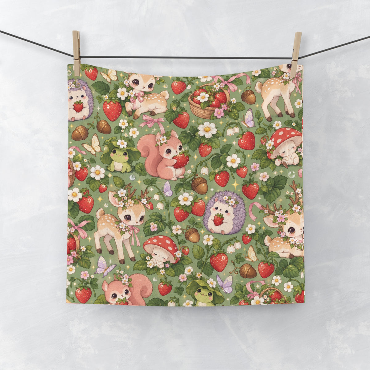 Mushroom Garden Friends Face Towel