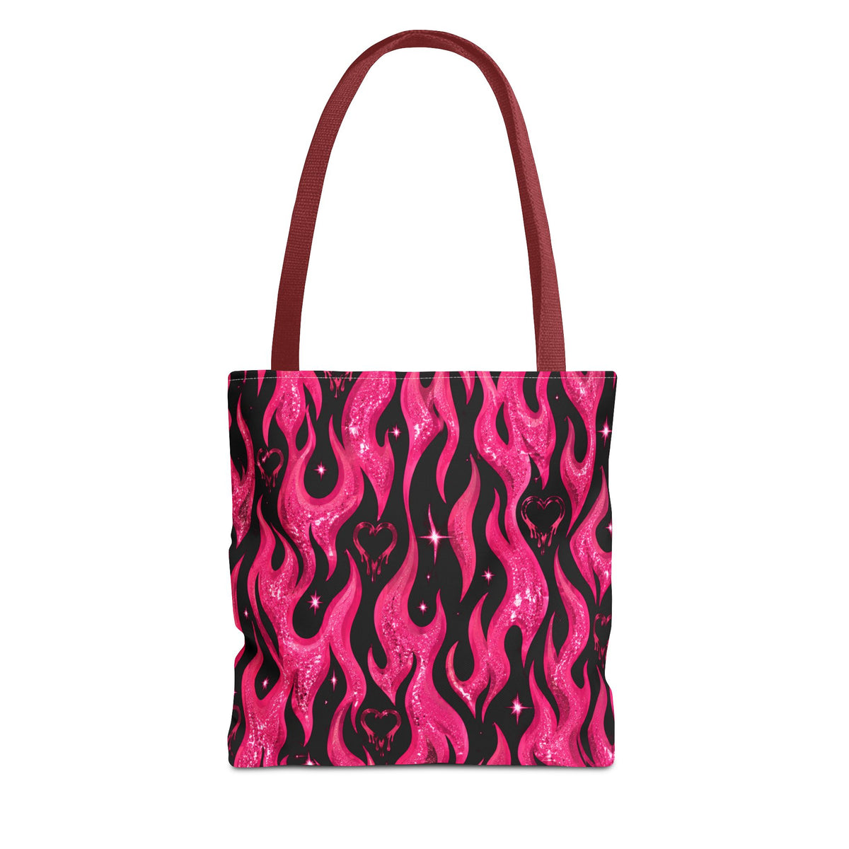 Pink Flame Heart Tote Bag Black/Pink