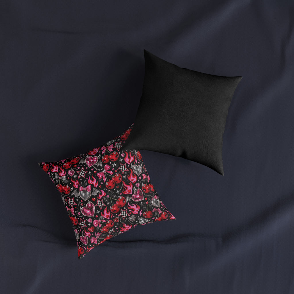 Cute Hearts & Cherries Square Pillow