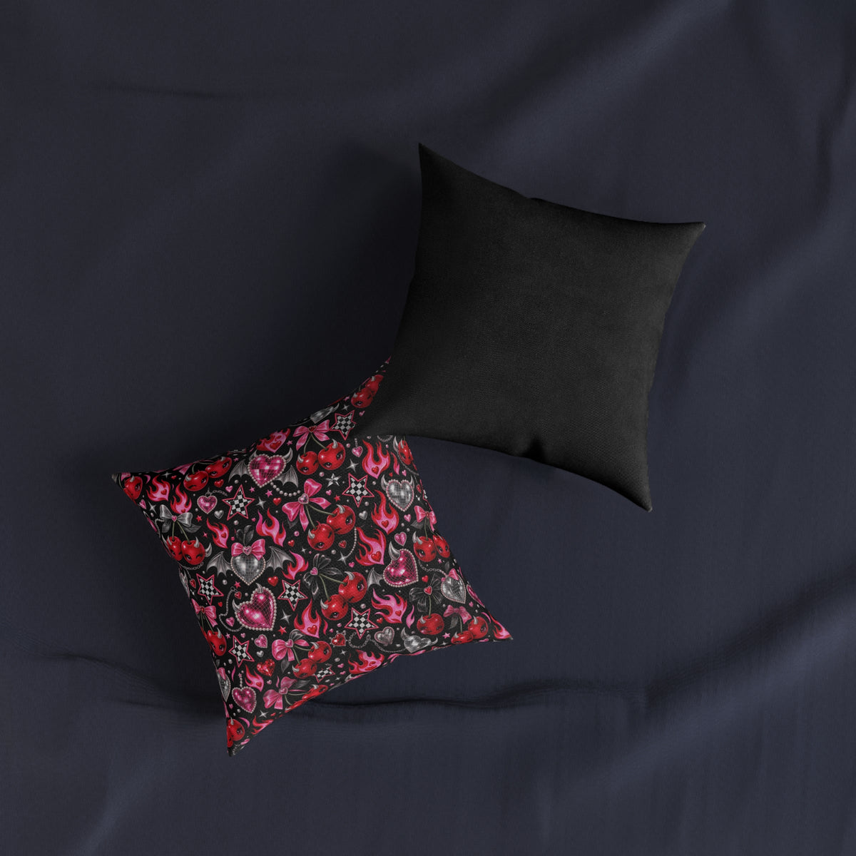 Cute Hearts & Cherries Square Pillow