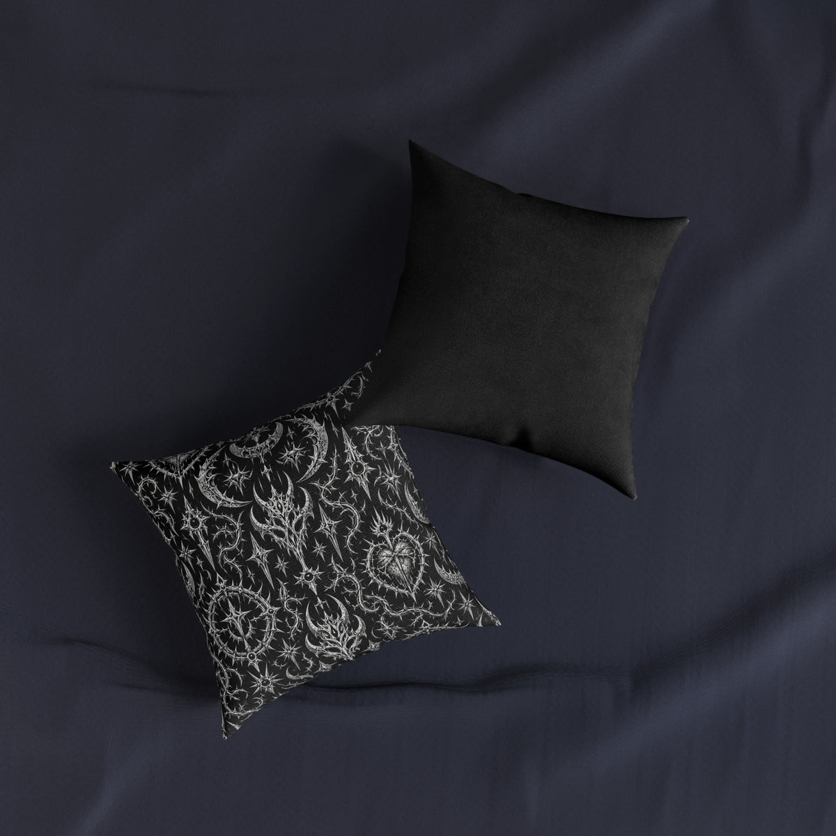 Metal Goth Square Pillow Black