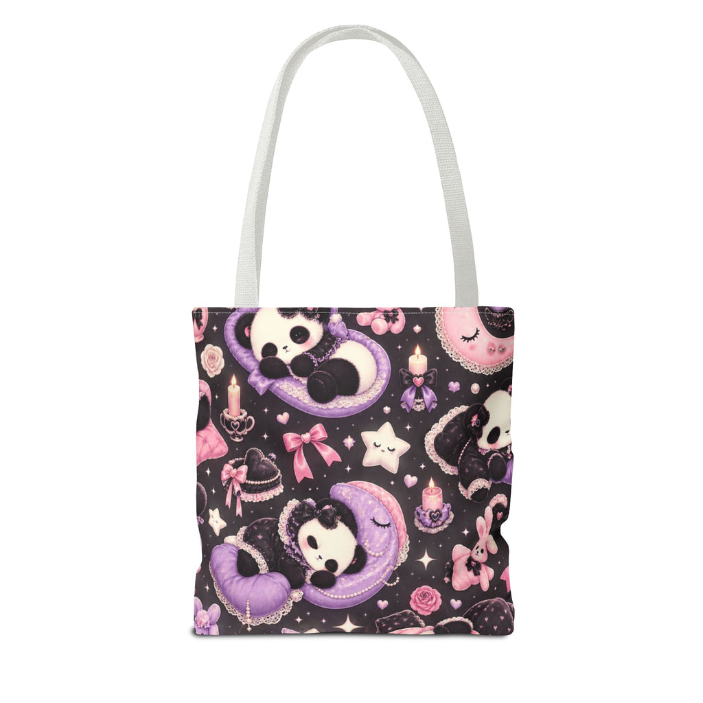 Kawaii Gothic Panda Moon Tote Bag – Cute Pastel Goth All-Over Print