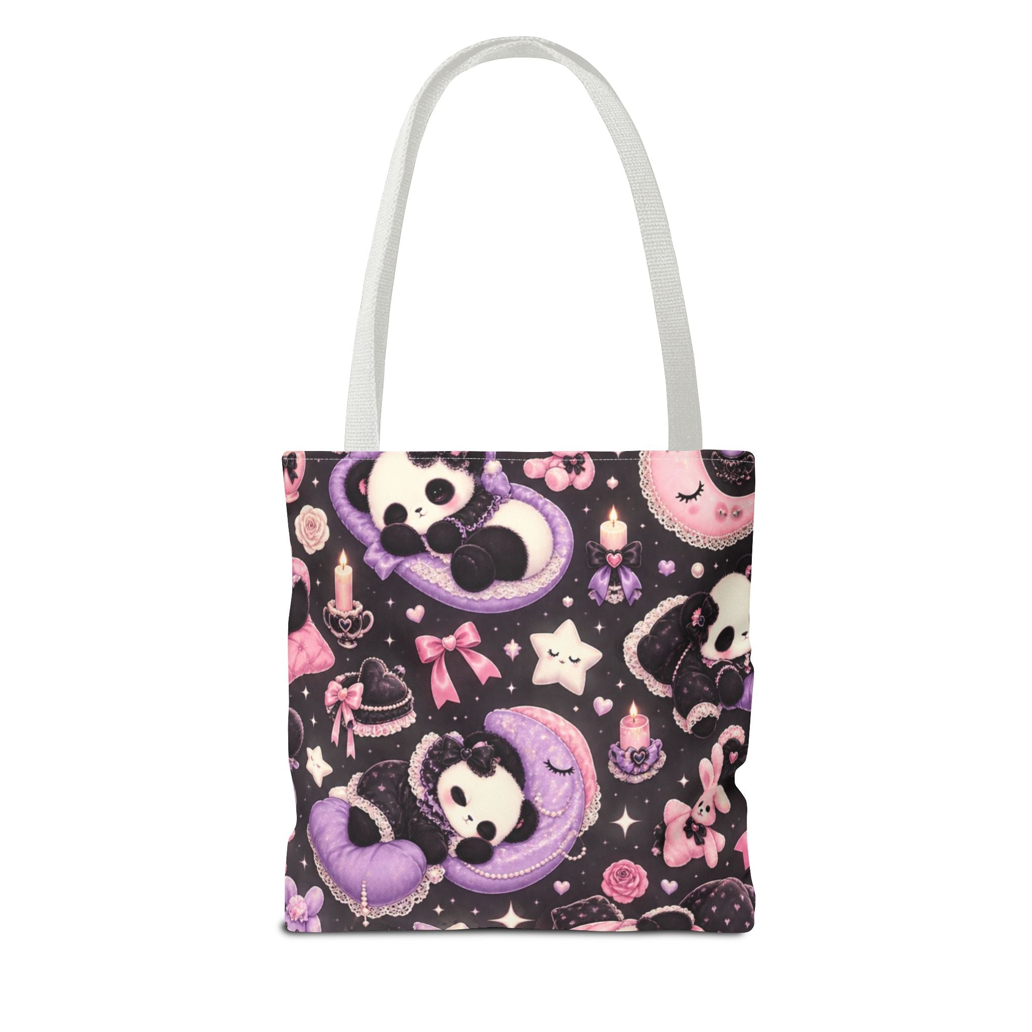 Kawaii Gothic Panda Moon Tote Bag – Cute Pastel Goth All-Over Print