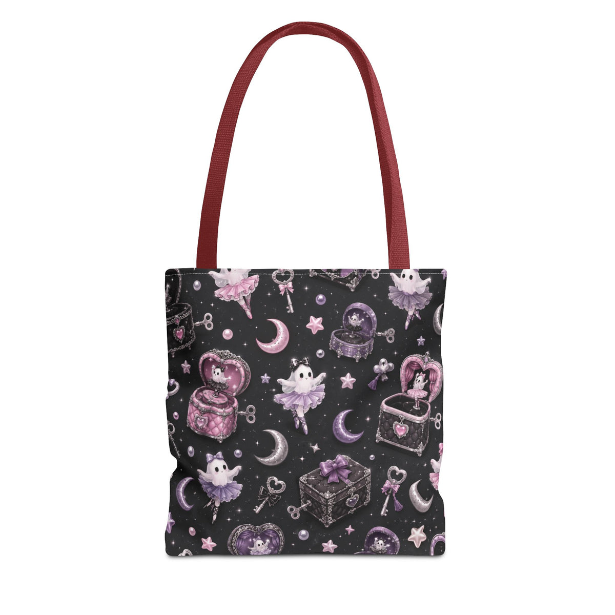 Mystical Kawaii Tote Bag – Cute Ghosts, Moon & Treasures